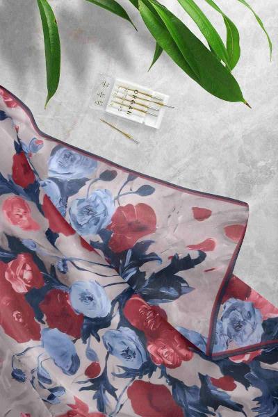 Aqa Soft Dijital Desenli Eşarp Lacivert