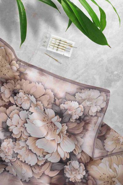 Aqa Soft Dijital Desenli Eşarp Yağ Yeşili