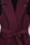 Kuşaklı Kruvaze Yaka Yelek Mor