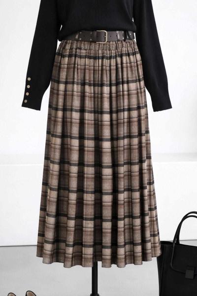 Kemerli Beli Lastikli Ekoseli Jakarlı Etek Yeşil