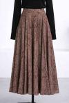 Şal Desenli Şifon Kloş Etek Kahve