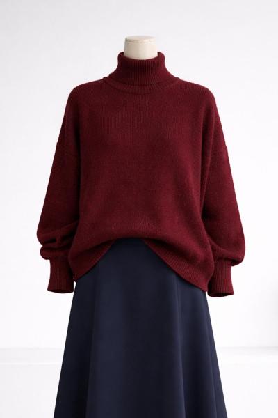 Yarım Balıkçı Basıc Triko Tunik Bordo