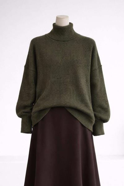 Yarım Balıkçı Basıc Triko Tunik Haki