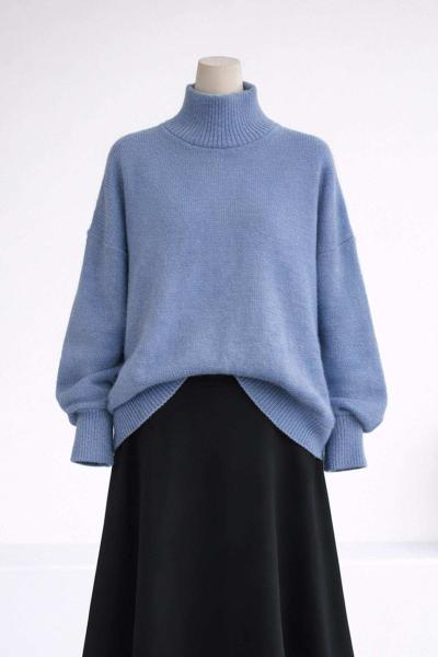 Yarım Balıkçı Basıc Triko Tunik Orta Mavi