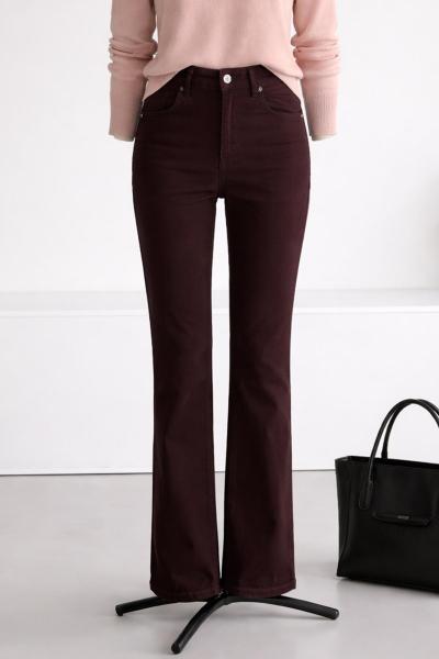 Dikişli Paça Relax Kot Pantolon Kahve