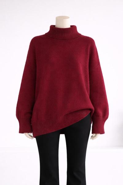 Yarım Balıkçı Basıc Triko Tunik Mürdüm