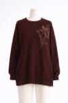 Çiçek Nakışlı Yumoş Örgü Tunik Kahve