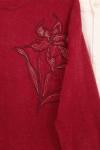 Çiçek Nakışlı Yumoş Örgü Tunik Kırmızı