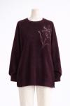 Çiçek Nakışlı Yumoş Örgü Tunik Mor