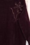 Çiçek Nakışlı Yumoş Örgü Tunik Mor