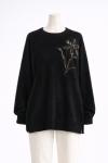 Çiçek Nakışlı Yumoş Örgü Tunik Siyah
