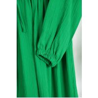 Beli Bağlamalı Kendinden Çizgili Elbise_Yeşil