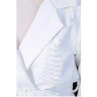 Fitilli Çift Cepli Kuşaklı Pantalonlu Takım_Beyaz