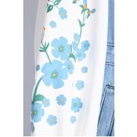 Kot Yelekli İkili Kolları Çiçek Baskılı Tunik Takım_Ekru Mavi