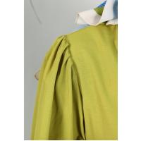 Patı Düğmeli Kolları Lastikli Poplin Elbise_Yağ Yeşili