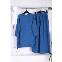 Sıfır Yaka Arkası Uzun Aerobin Pantolonlu Takım_Orta Mavi
