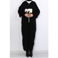 Yarım Fermuarlı Düz Triko Elbise_Siyah