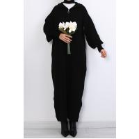 Yarım Fermuarlı Düz Triko Elbise_Siyah