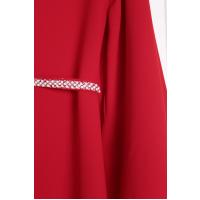 Balon Kol Kusağı İncili Krep Elbise_Kırmızı