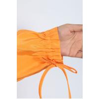 Kolu Beli Bağlamalı Eteği Pliseli Takım_Orange