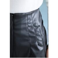 Zara Dikişli Deri Pantolon_Siyah