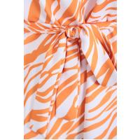 Zebra Desenli Zincirli Kuşaklı Tunik_Orange