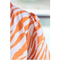 Zebra Desen Kemerli Elbise_Orange