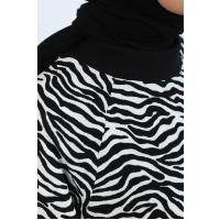 Zebra Desenli Elbise_Siyah