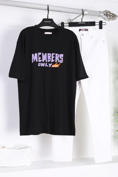 Members Baskılı T-Shirt_Siyah